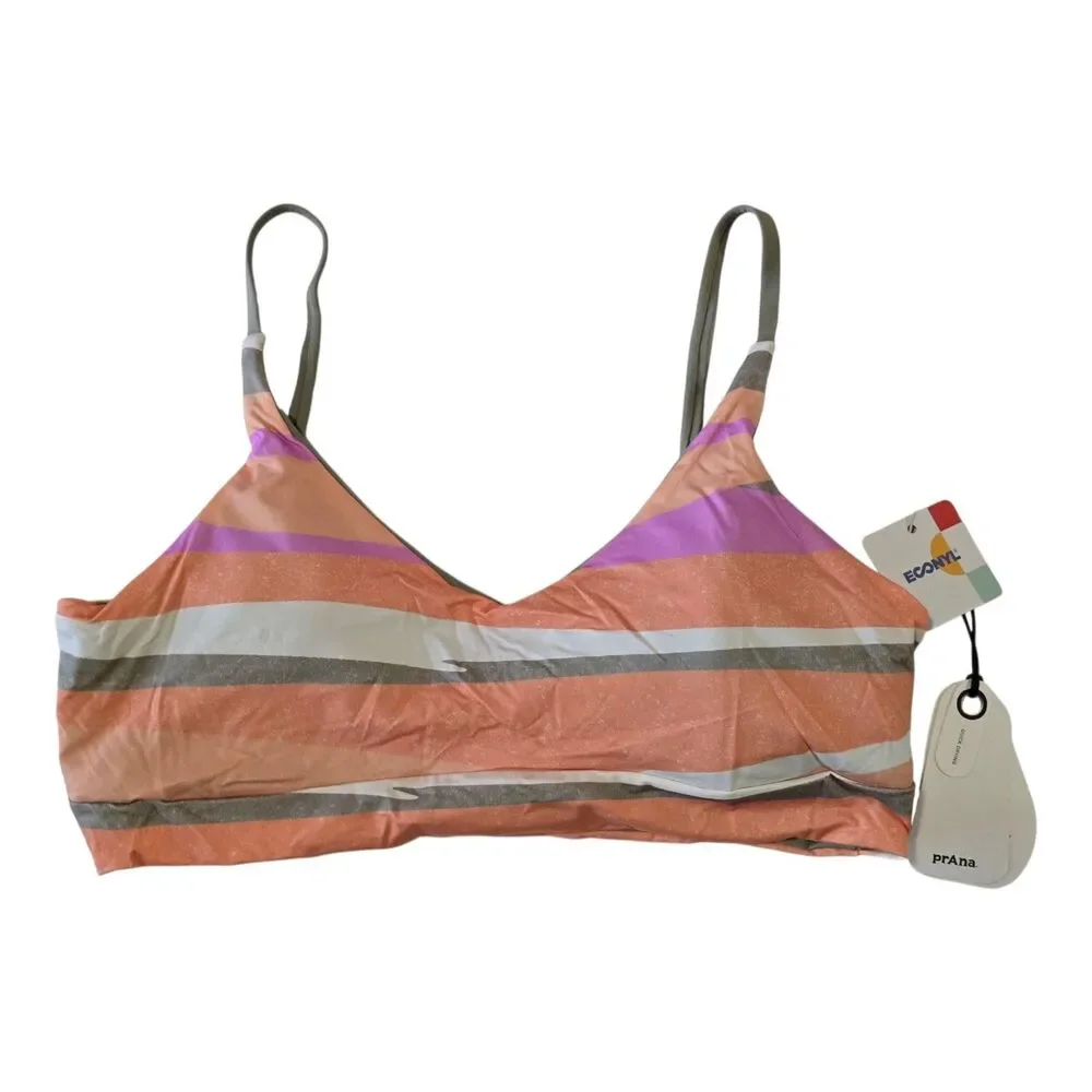 NWT PrAna Women's Size Medium Bikini Top Willow Falls/ Reversible Quick Drying